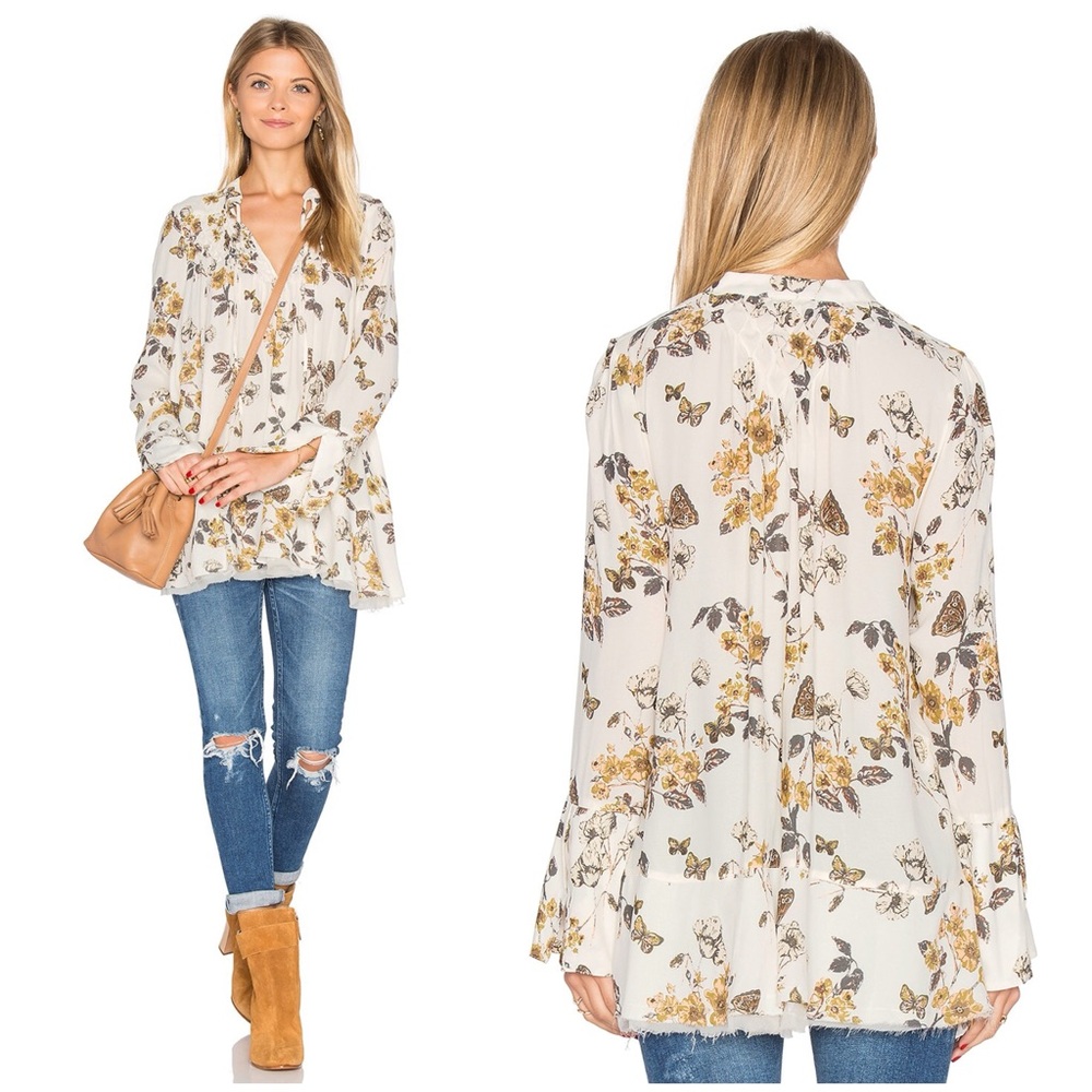 Free People Pebble Crepe So Fine Smocked Tunic XS